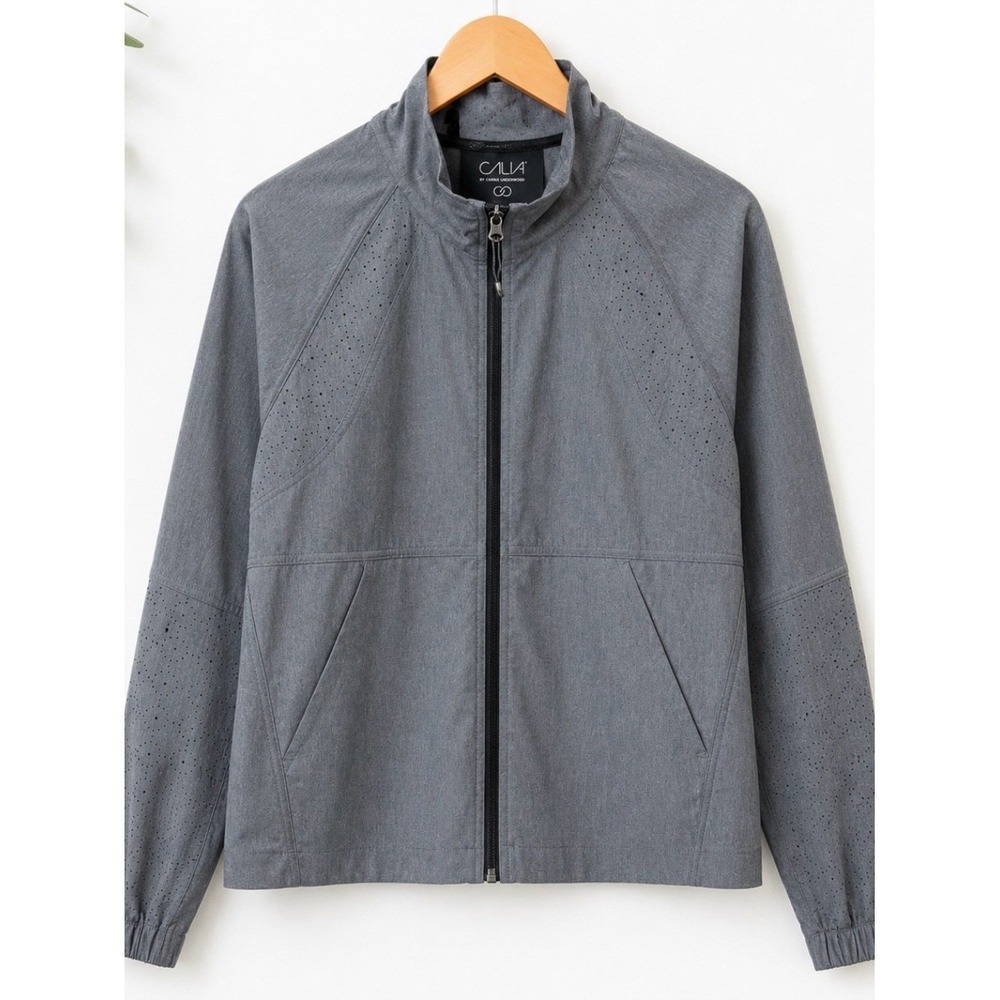 CALIA by Carrie Underwood Gray Lightweight Zip Jacket Size Small Thumbholes